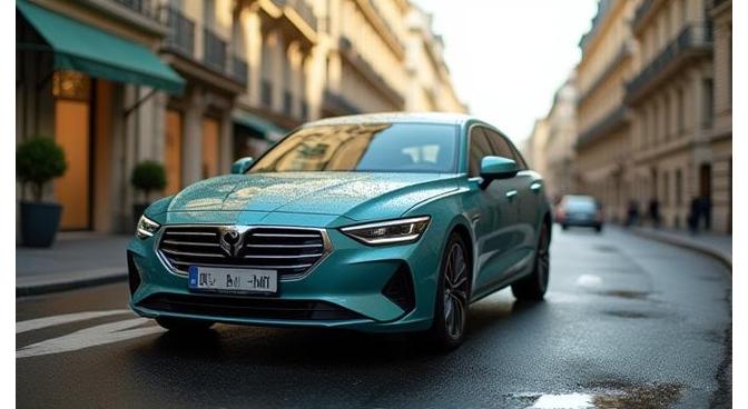 Voiture propre devant la rue de Rivoli à Paris